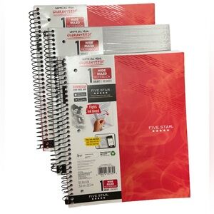 Five Star Red and Silver Notebooks
